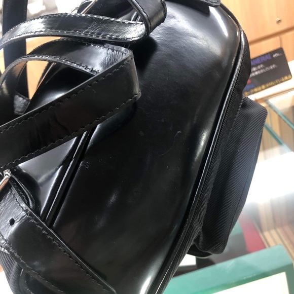 Authentic GUCCI Logos Bamboo Mini Backpack Bag Nylon Leather Black Italy - Picture 14 of 15